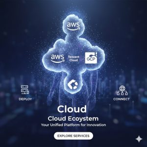Unified cloud ecosystem supporting AWS, Tencent Cloud, and GCP for global server management.